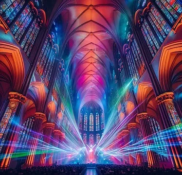 Lichtshow in einer Kirche