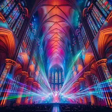 Lichtshow in einer Kirche